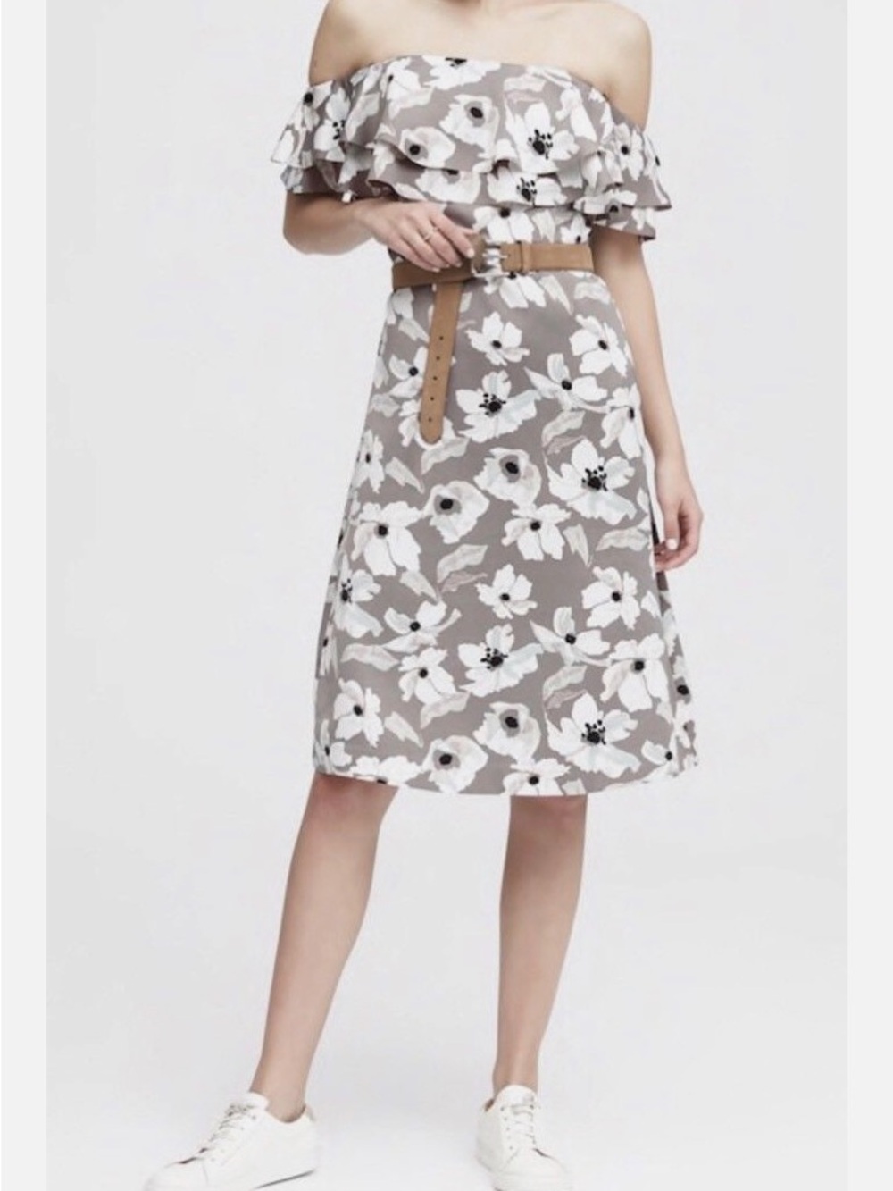 Banana Republic Strapless Floral Ruffle Dress